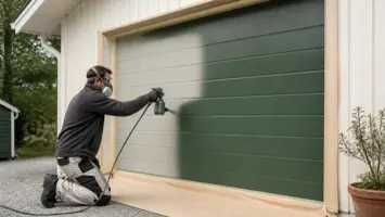 Måla garageport illustrert som färg & lack hos Färgspruta.com
