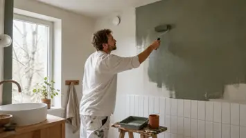 Våtrumsfärg illustrert som färg & lack hos Färgspruta.com